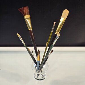 Vintage 11 Paint Brushes Different Sizes Shapes Galeria Winsor & Newton Arttec